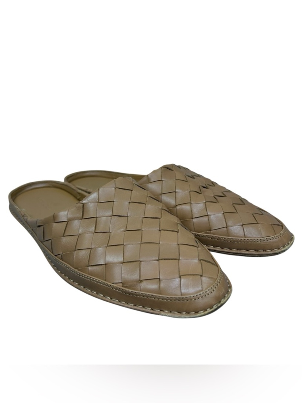 Vince Freeman Woven Leather Mule Flats Slip On Loafer Size US 8.5 EU 38.5 Brown - Picture 3 of 16